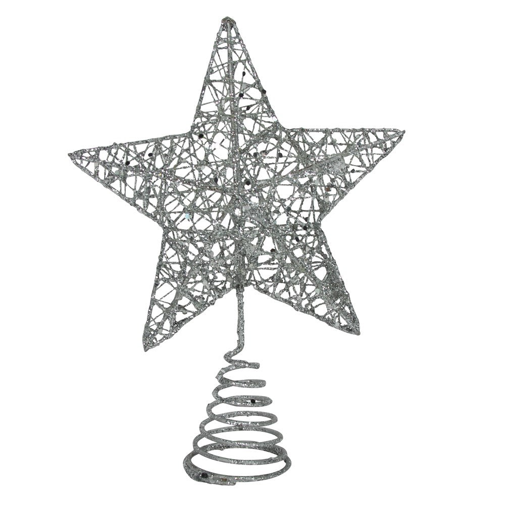 Gisela Graham - Silver Mesh Star Wire Tree Topper - 20cm