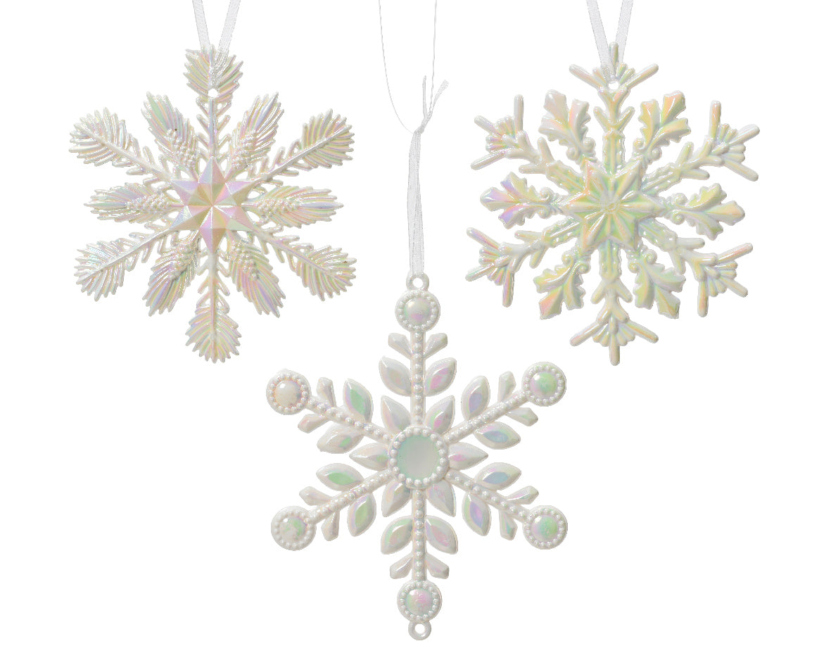 Acrylic Hanging Snowflake with Iridescent Finish - 14cm