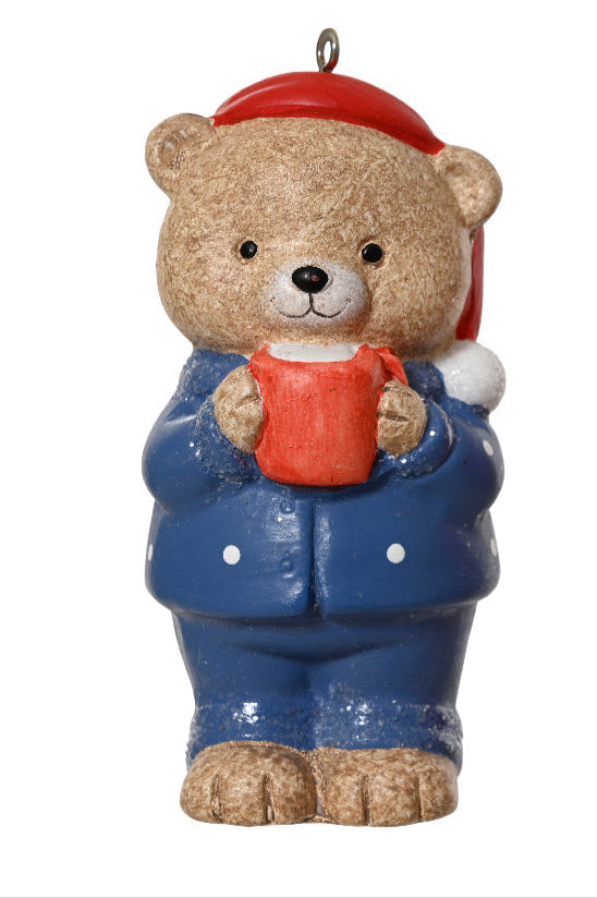 Terracotta Bear in Pyjamas Bauble