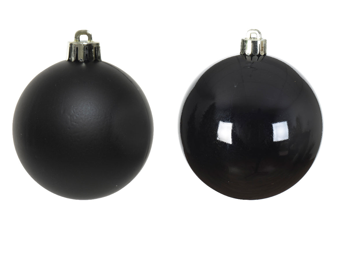 Black 3.5cm Glass Baubles in Matt & Shiny Finish - Tube of 16