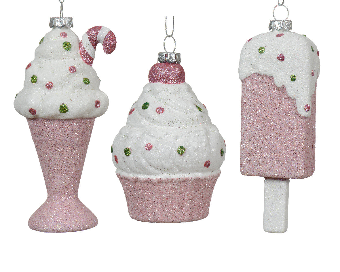 Individual Pink Candy Cane Hanging Decoration - Sundae/Cupcake/Lolly