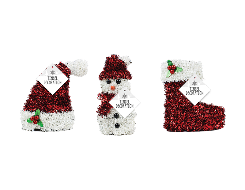 Christmas 3D Tinsel Table Decoration - 14cm