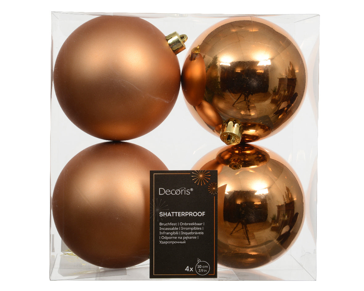 Brandy Shatterproof Shiny and Matte Baubles - Box of 4