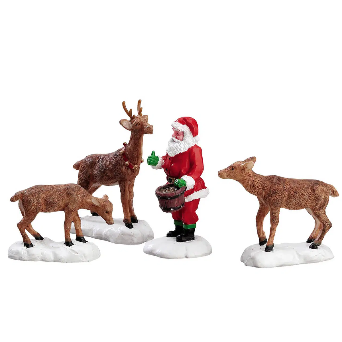 Lemax - Santa Feeds Reindeer Christmas Village Figurines - Set of 4