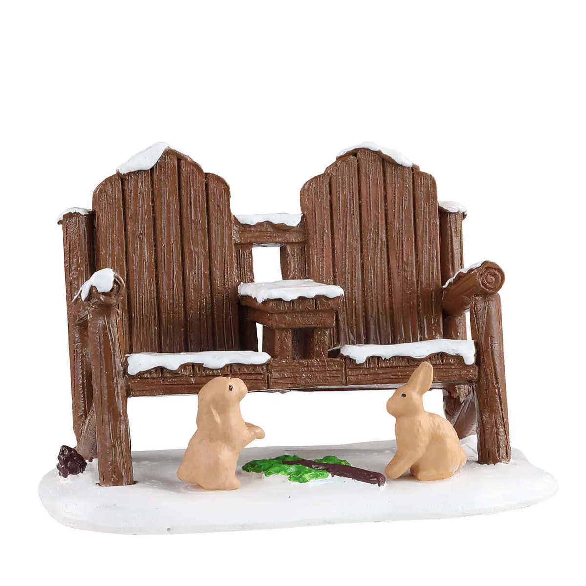 Lemax Winter Adirondack Companion Bench with Bunnies Christmas Figurine