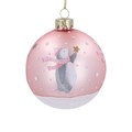 Gisela Graham - Pink Baby's First Christmas Glass Ball Bauble - 8cm