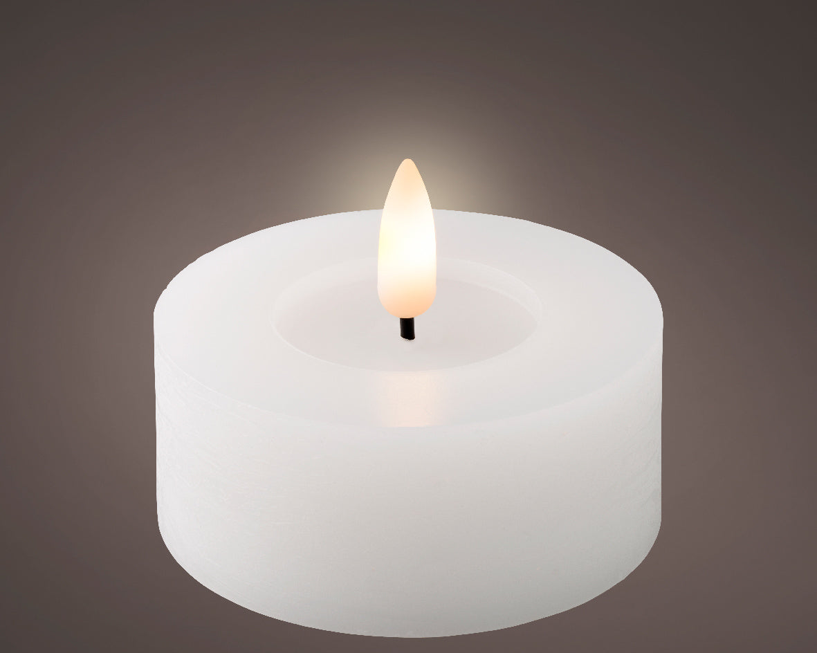 Set of 2 White LED Wax Wick Tealight Candle - Real Flame Effect Technology