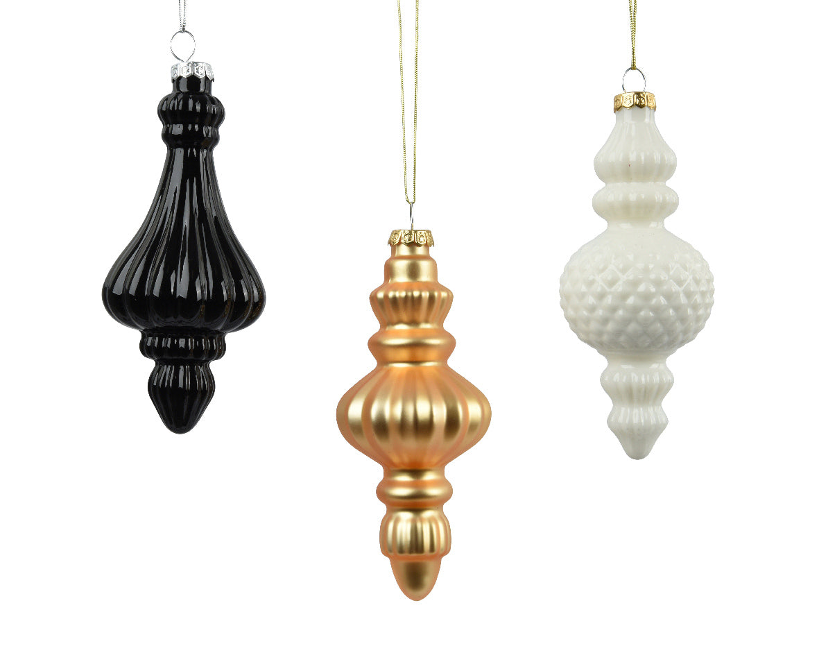 Stunning White, Black or Gold Vintage Antique Glass Bauble