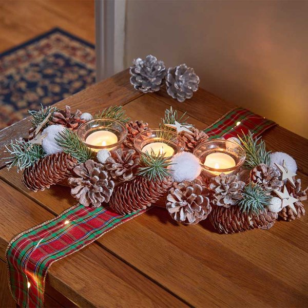 FrostPine Trio Candle Tealight Holder - 36cm