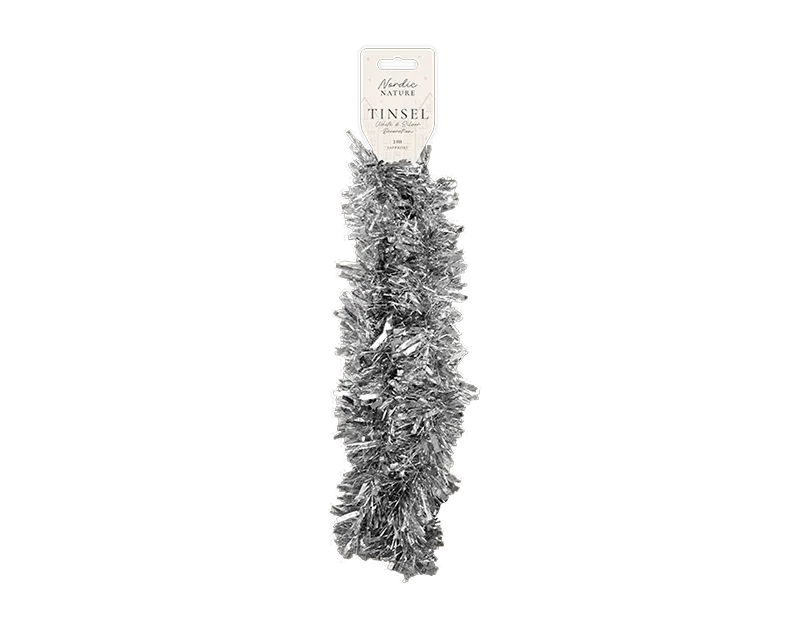White & Silver Christmas Tinsel - 2m