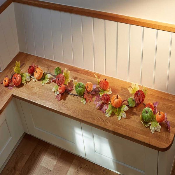 Autumn MiniKin Velvet Pumpkin Garland - 180cm