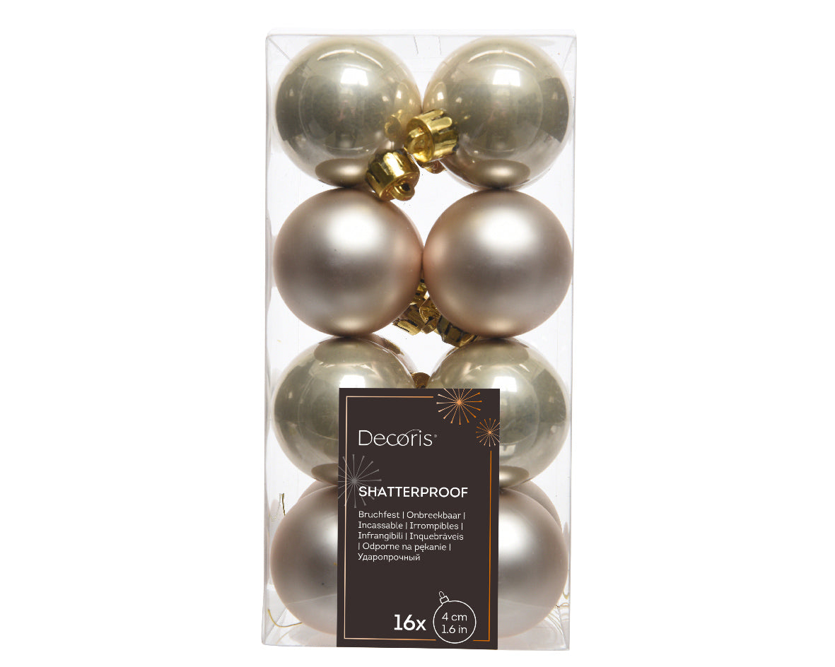 Pearl Shatterproof Baubles - Box of 16 - 4cm