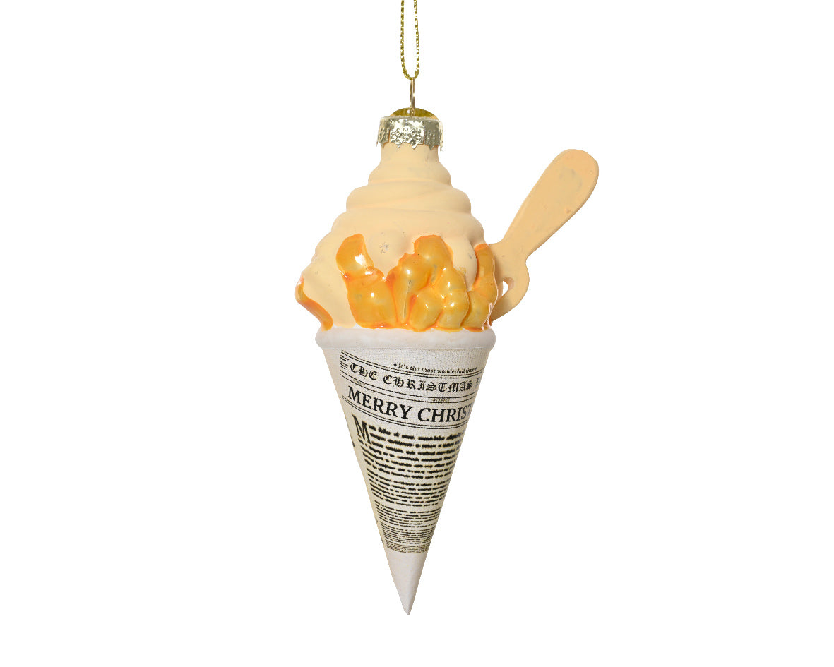 Luxury Chip Cone Glass Christmas Bauble - 11.6cm