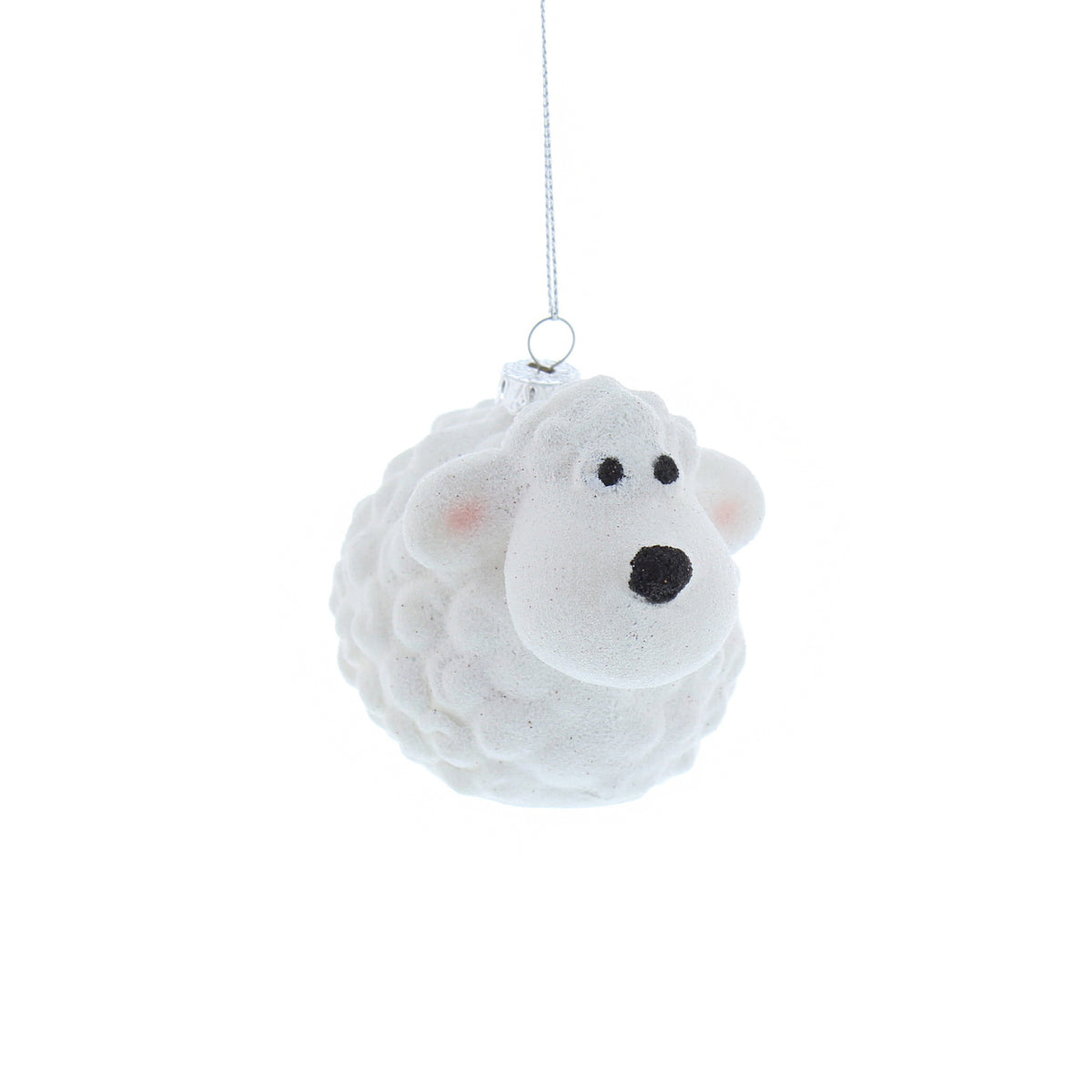 Hanging White Glitter Sheep Christmas Bauble