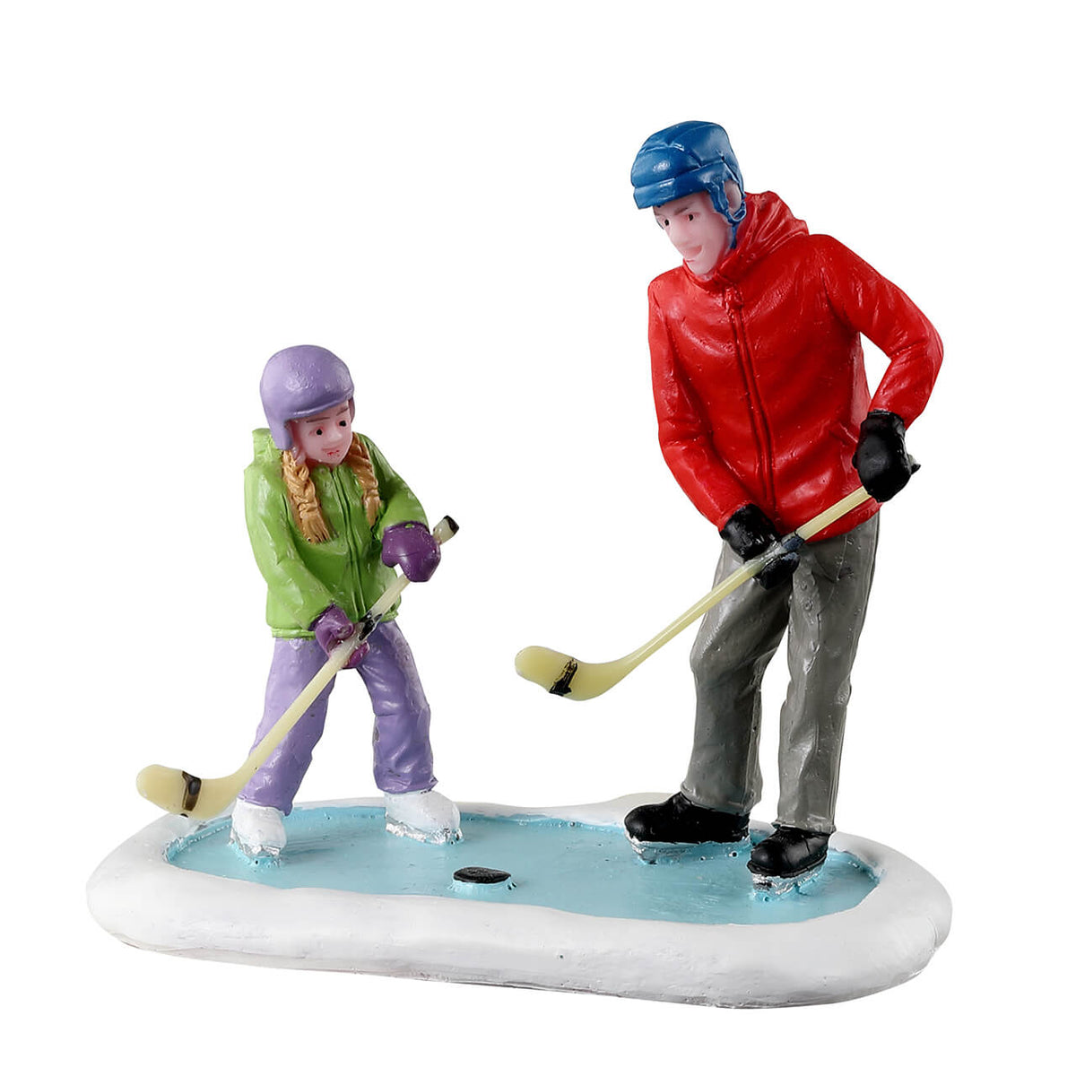 Lemax Father Daughter Practice Time Ice Hockey Christmas Village Figurine