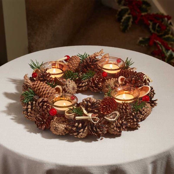WinterSpice Ring Quartet Candle Tealight Holder - 33cm