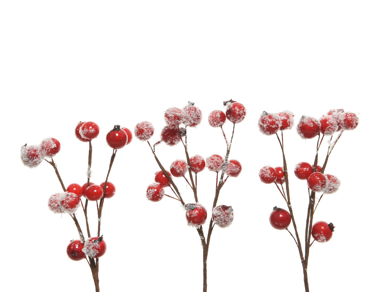 Pack of 3 Red Foam Snowy Berries Spray Decoration - 15cm