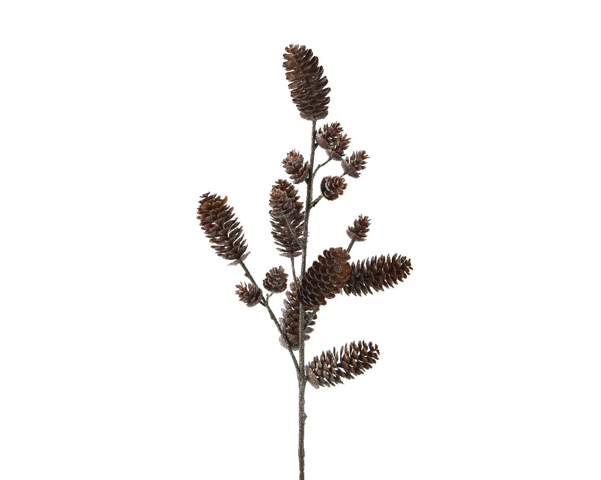 Large Artificial Glitter Pinecone Stem  - 70cm