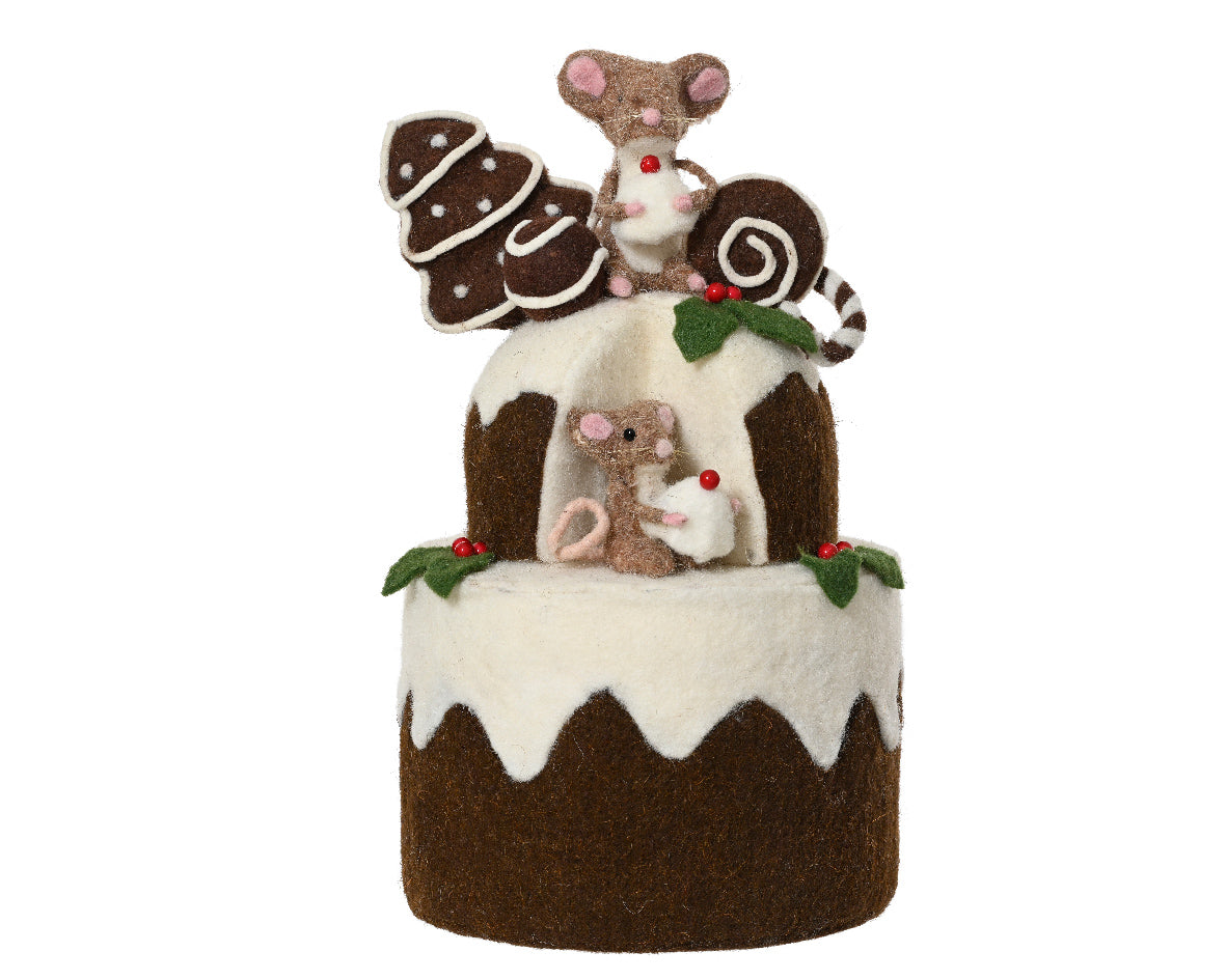 Felt Cake with Mice Wool Ornament