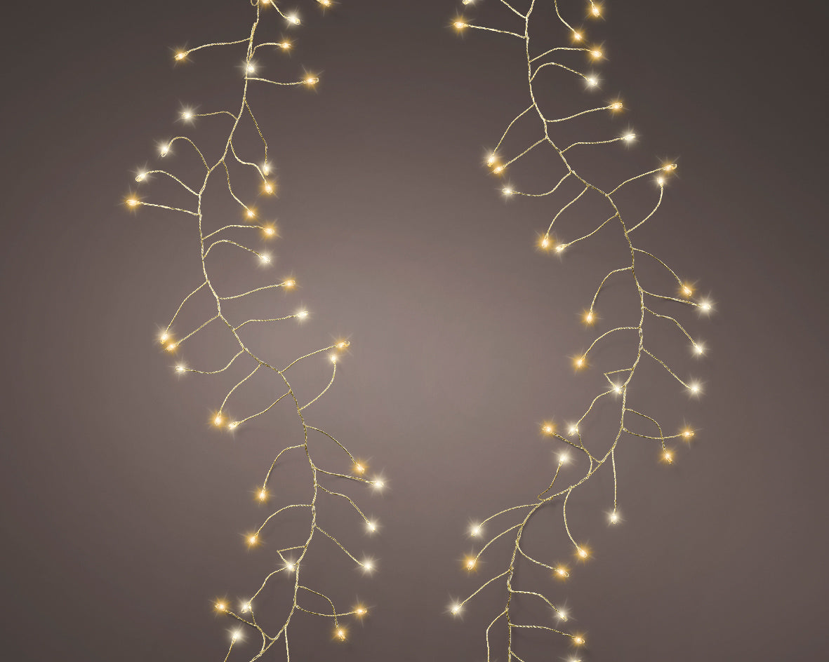 Lumineo Warm & Classic White Micro LED Compact Twinkle String Lights with Gold Cable - 6m 480 LED