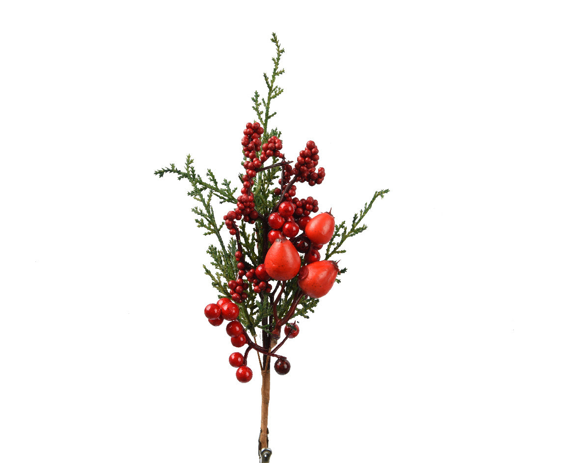 Set of 2 Red Berry & Foliage Clips