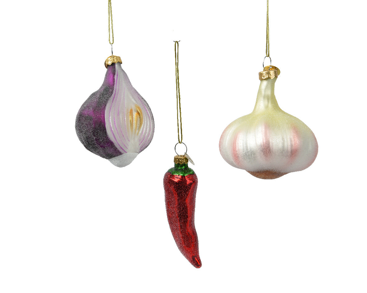 Glass Individual Vegetable Hanging Christmas Tree Decoration - Chilli Only