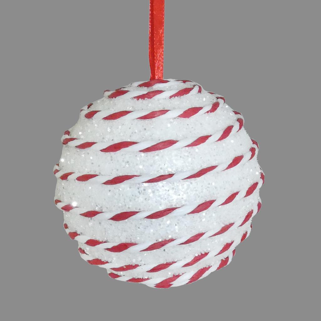10cm Red & White Candy Cane String Bauble