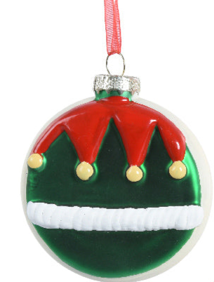 Hanging Christmas Character Glass Disk Bauble