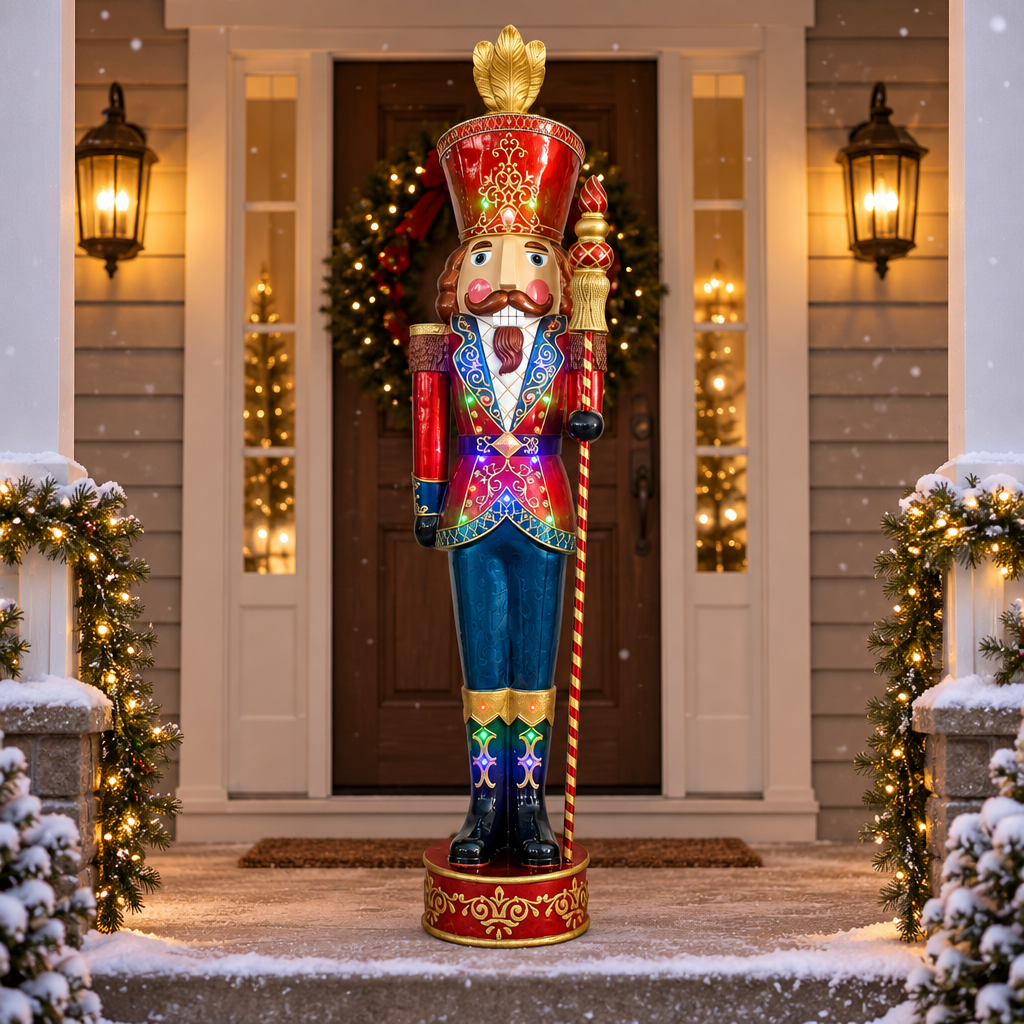 Giant Nutcracker with Removable Sceptre LED Light - H233cm