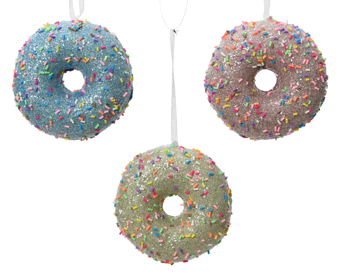 Individual Multicoloured Foam Donut Hanging Decoration - 9cm