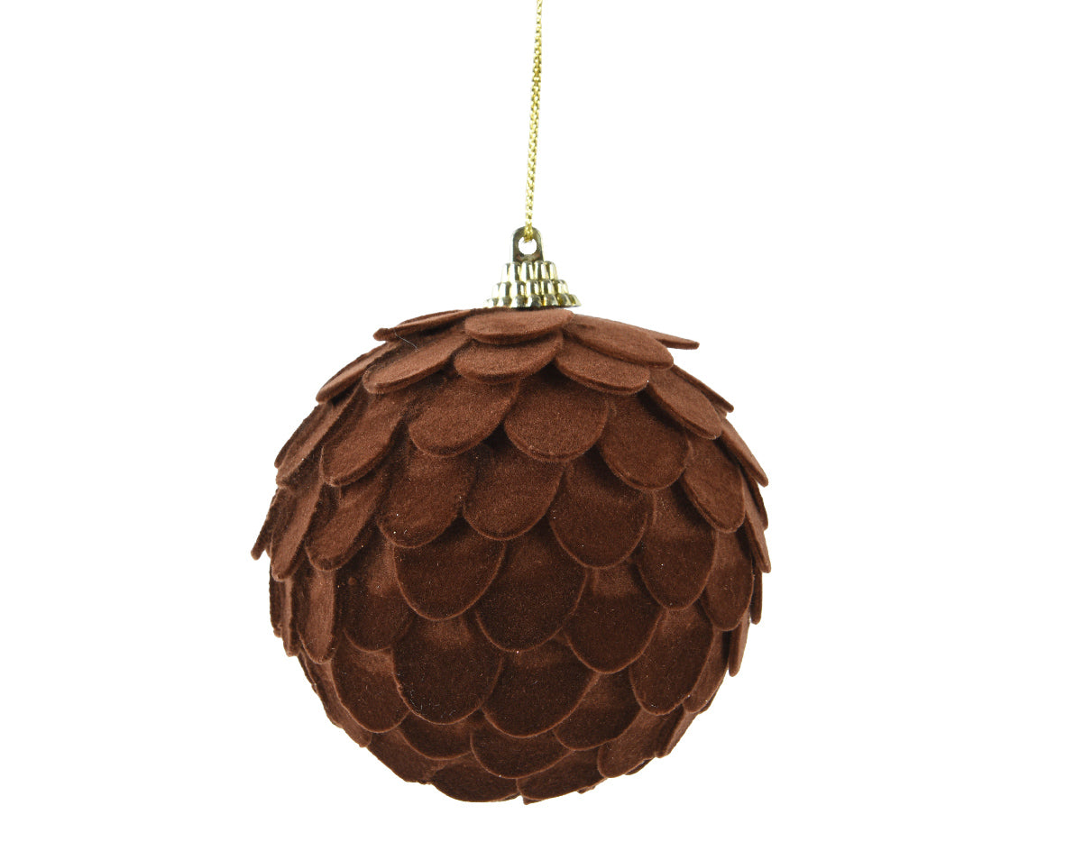 Dark Brown Felt Pinecone Bauble
