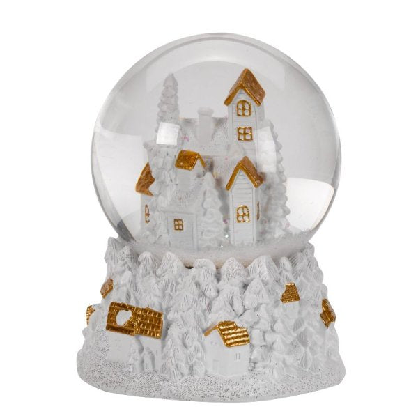 White & Gold Fantasy Forest Musical Light Up SnowSphere Snow Globe - 12cm