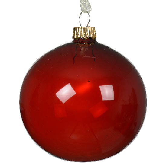 Coloured Transparent Glass Bauble - 8cm