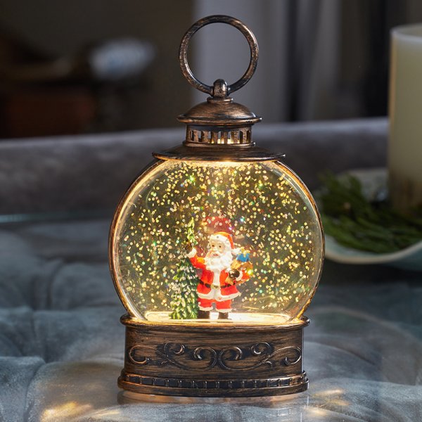 SnowSwirl SantaDecor Lantern Small Glitter Water Spinner