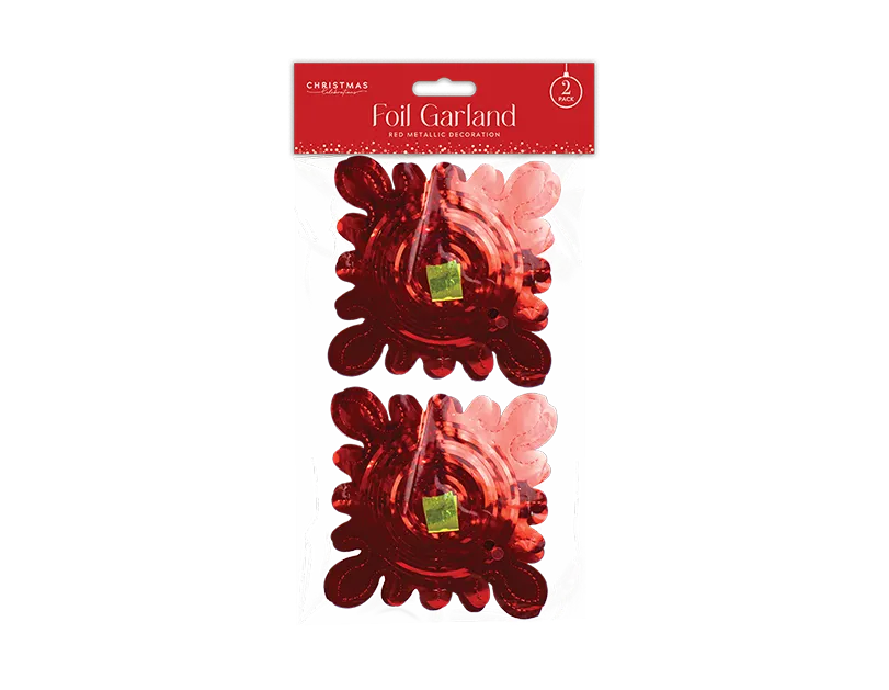 Red Foil Garland Decorations - 2 Pack