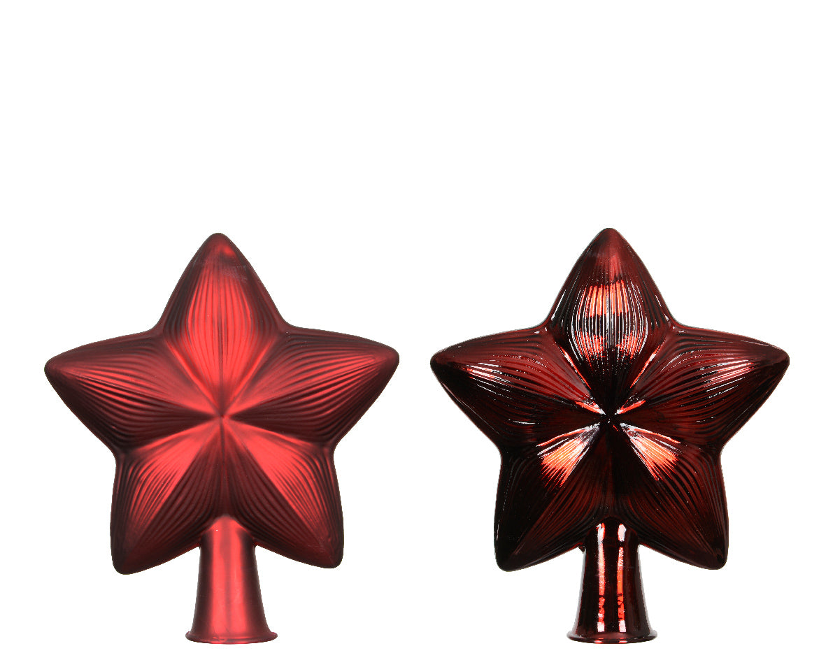 Oxblood Red Glass Star Shiny or Matte Tree Topper