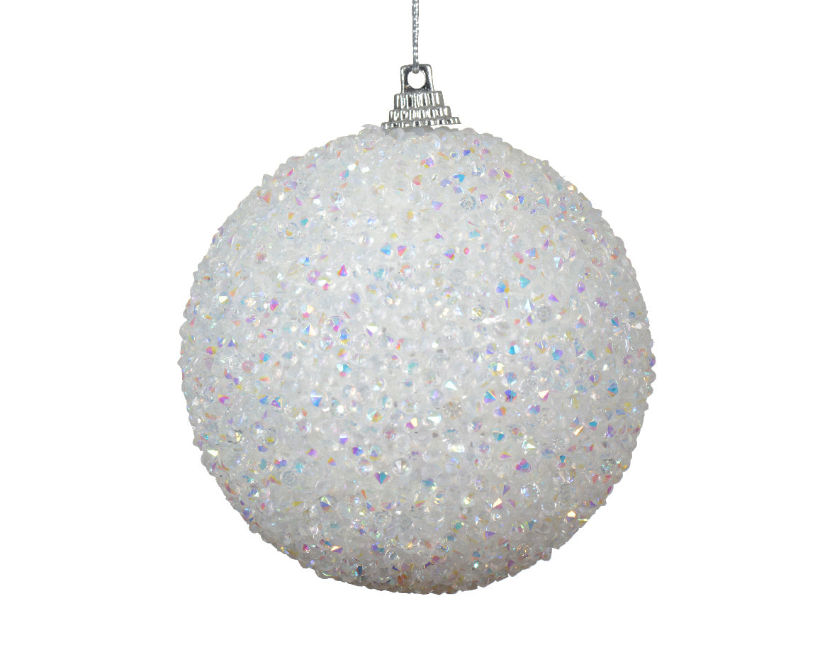 Winter White Sequin Foam Bauble - 8cm