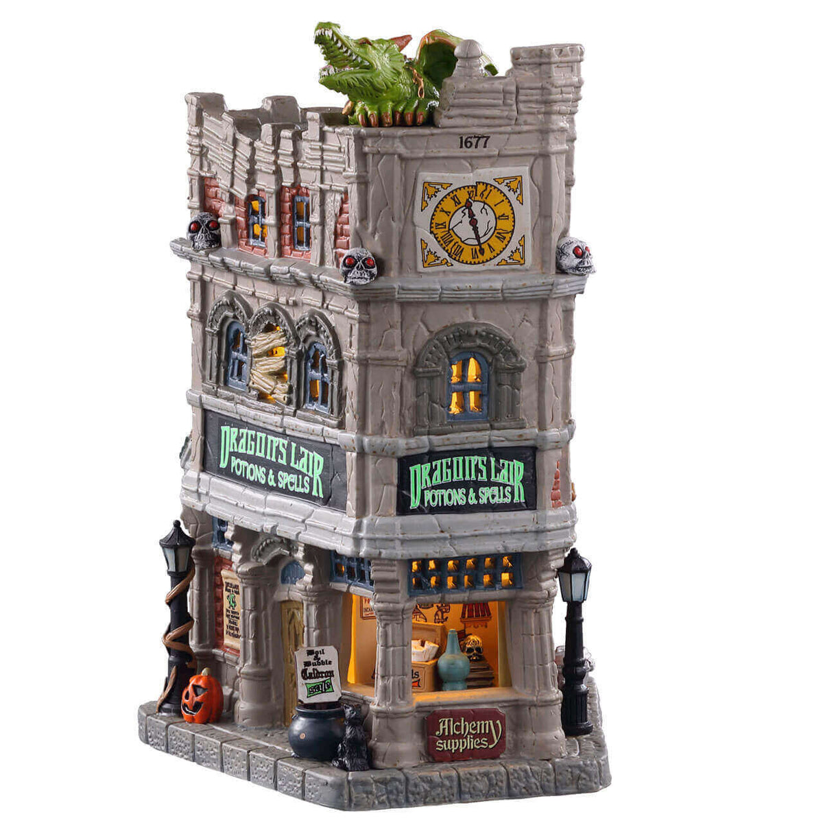 Lemax Spooky Town - Dragon's Lair Potions & Spells with Lights