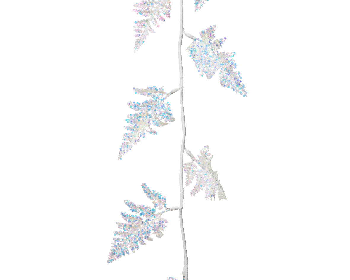 Christmas White Iridescent Glitter Garland - 120cm