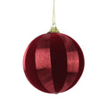 Oxblood Dark Red Foam Bauble with Thread Stripes - 8cm