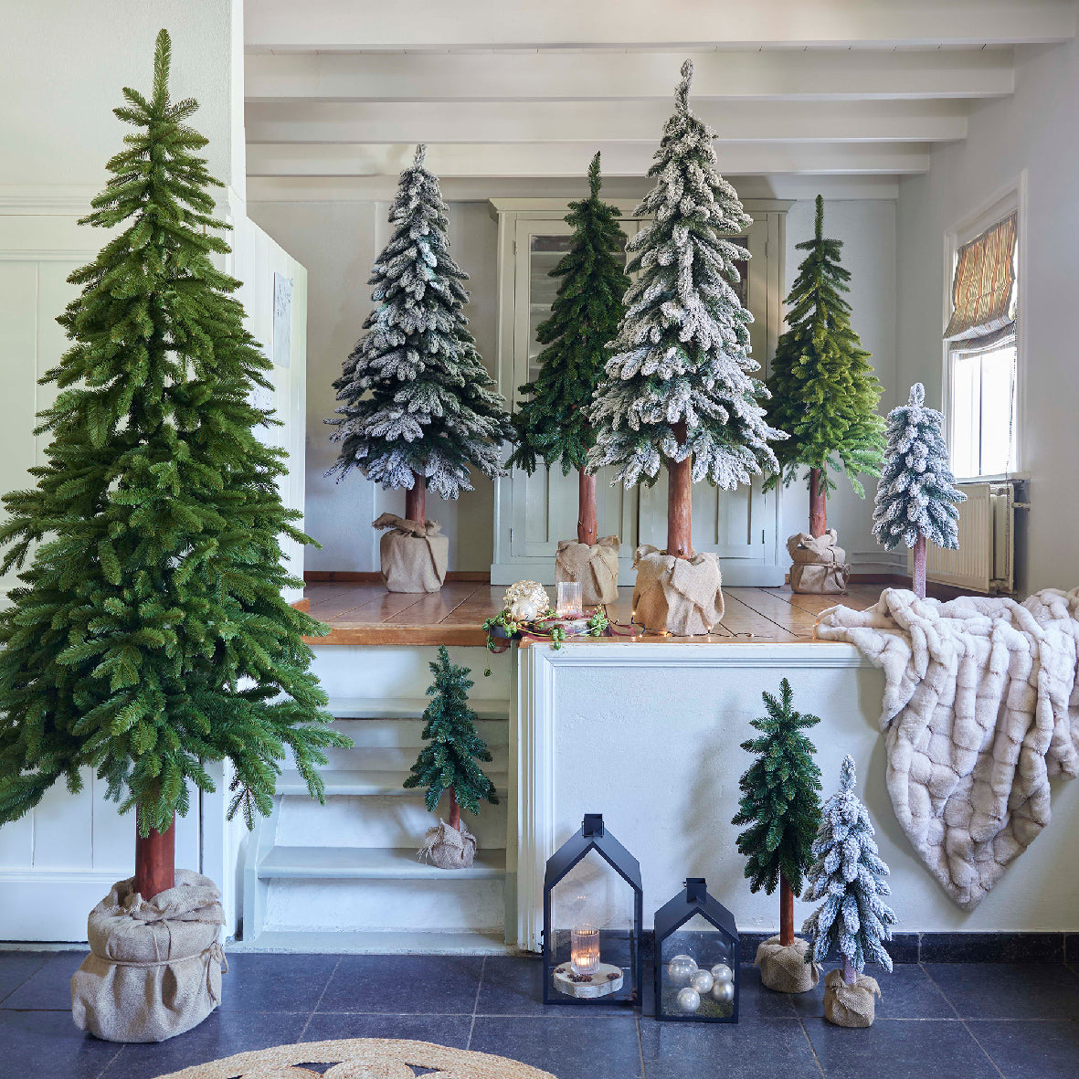 Everlands Snowy Tora Pine Potted Artificial Christmas Tree