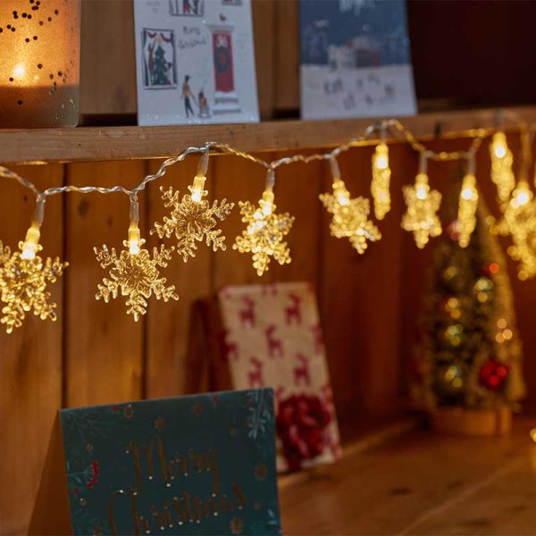 Snowflake LED Stringlights - Set of 20 - Battery Operated