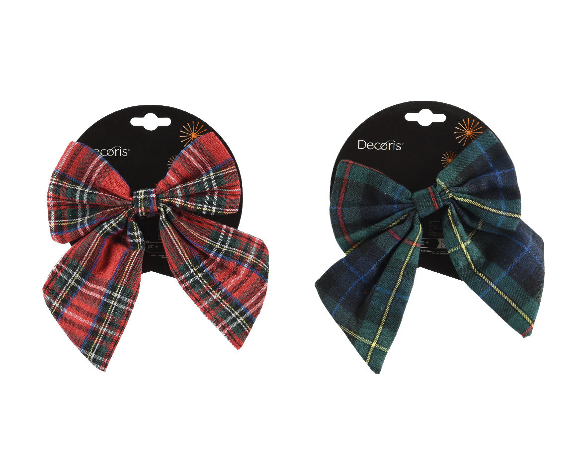 Plush Tartan Bow Christmas Decoration