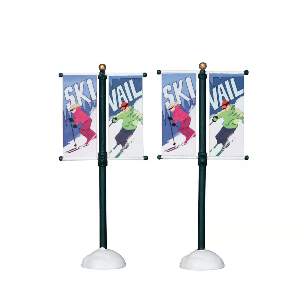 Lemax Street Pole Ski Vail Banners - Set of 2 Christmas Figurines