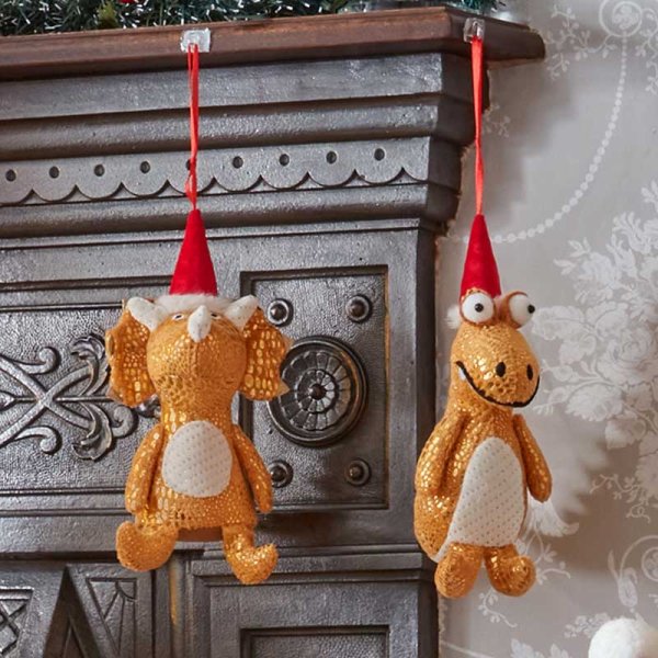Festive Gold Dino Pendant Hanging Decoration 20cm