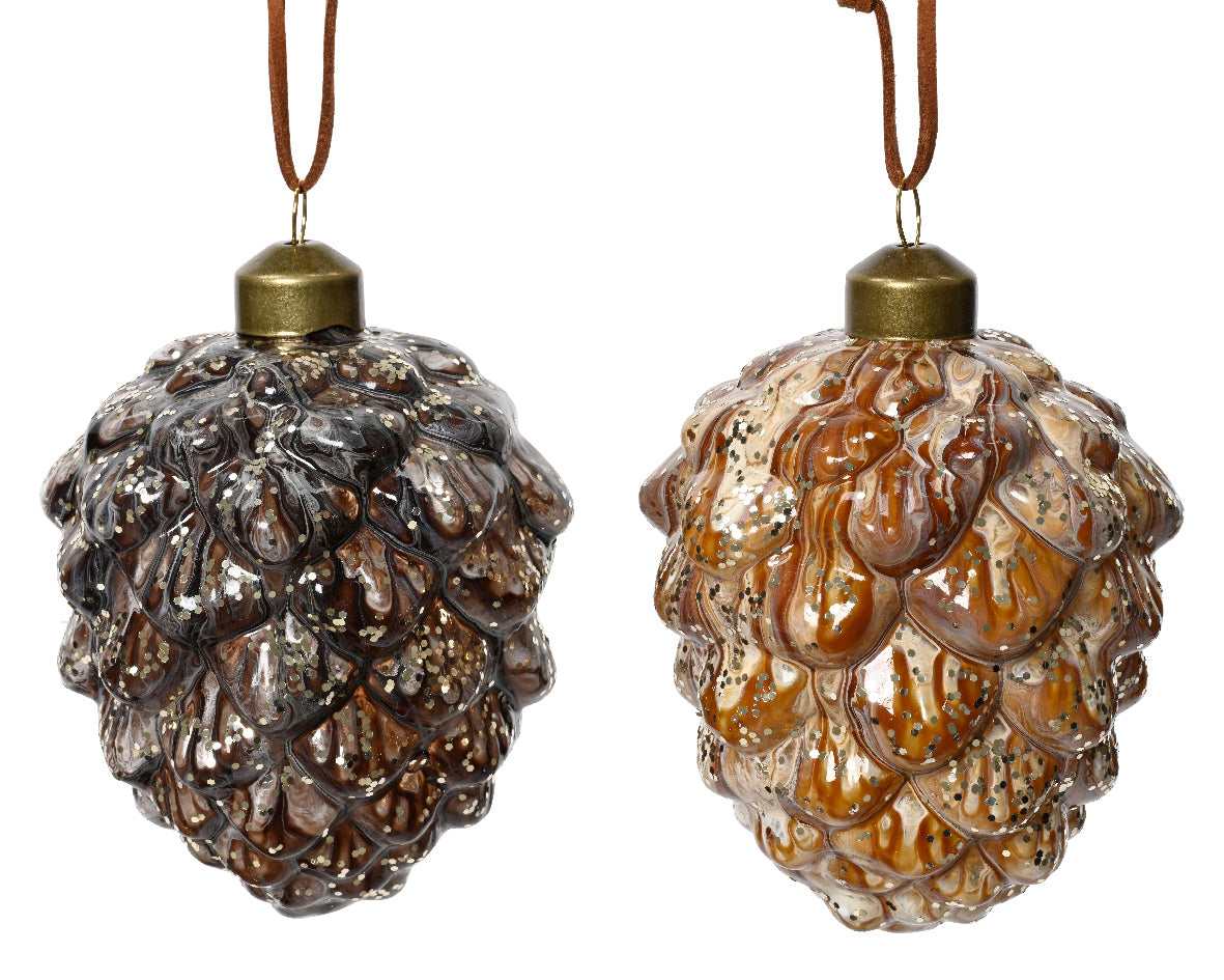Pinecone Glass Bauble Hanging Decoration - Single