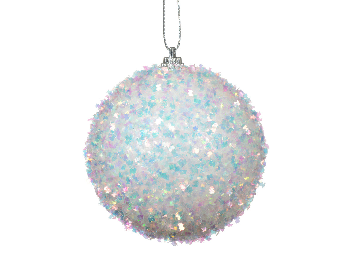 White Foam Sequin Bauble - 8cm