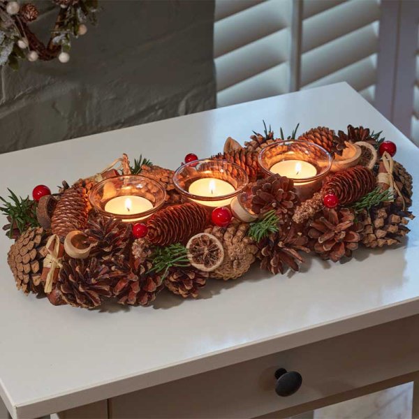 WinterSpice Trio Candle Tealight Holder - 36cm