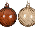 Brown Transparent Glass Swirl Bauble - 8cm