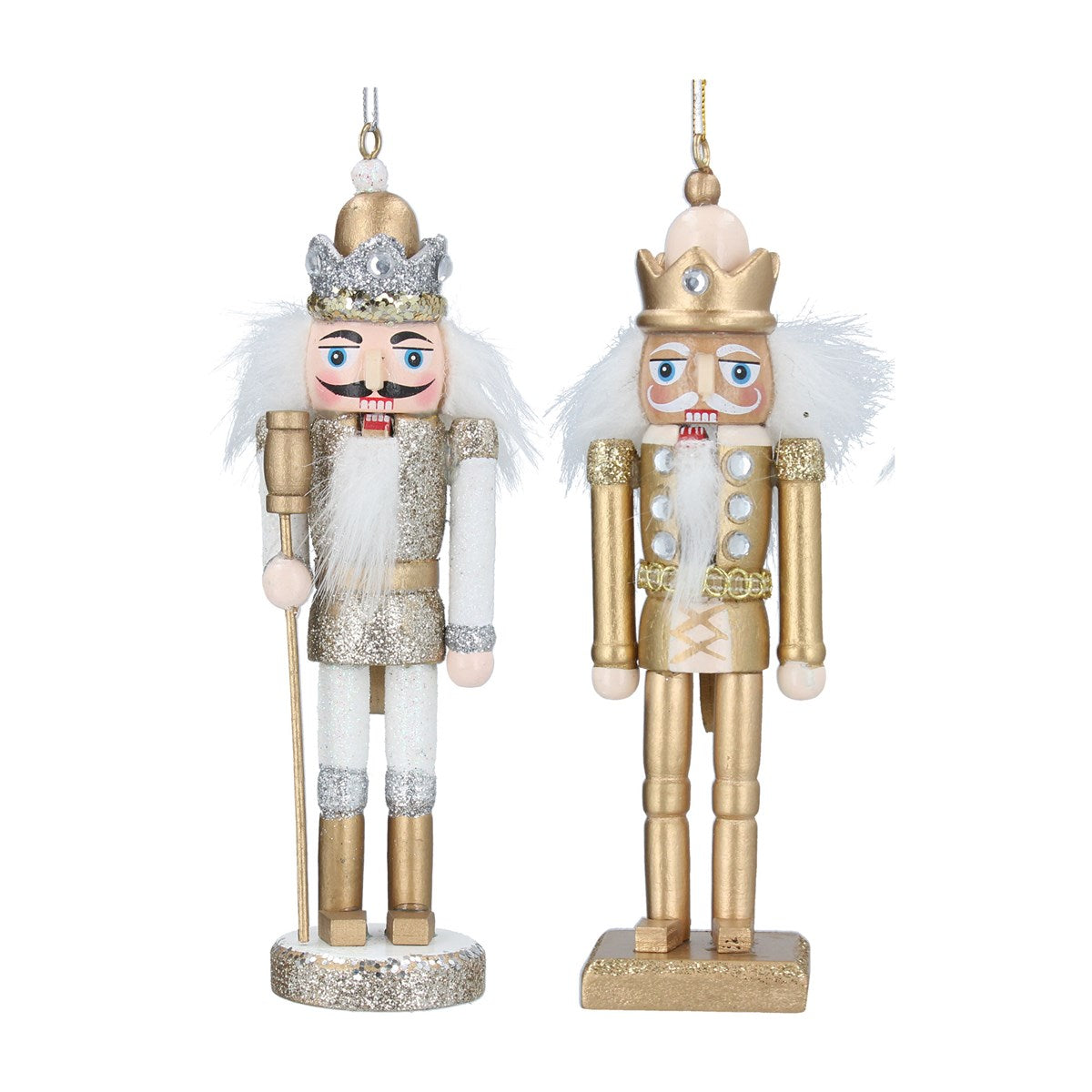 Gisela Graham - Golden Wooden Hanging Nutcracker Ornament Single - 14cm